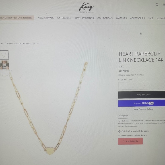 HEART PAPERCLIP LINK NECKLACE 14K